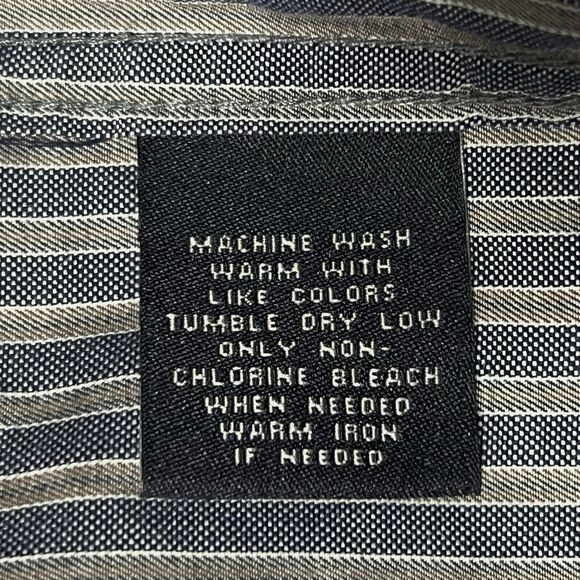 Hart Shaffner Marx Button Up Shirt Men's M Gray Striped 100% Cotton - Picture 10 of 12